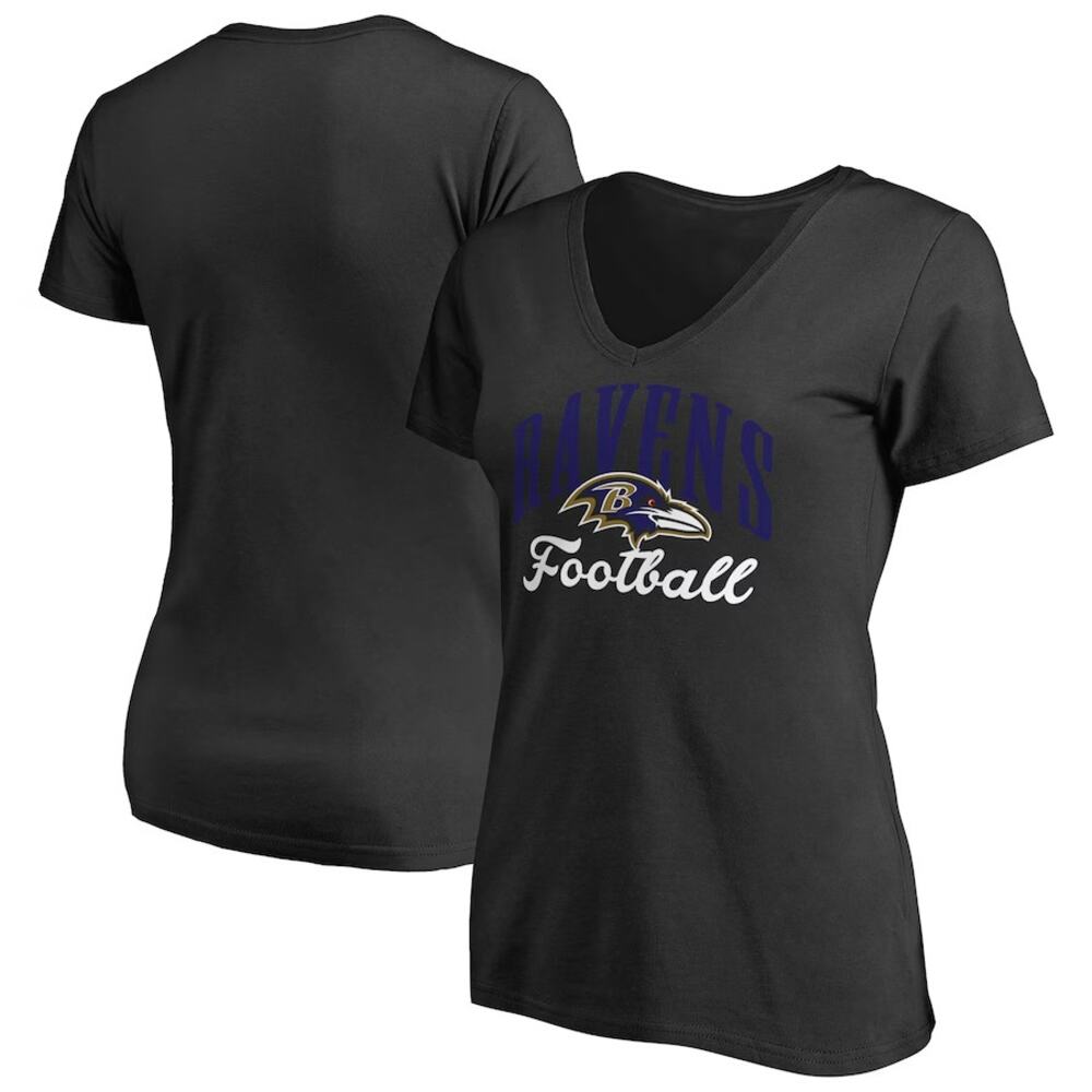 Baltimore Ravens Women's‎ Victory Script V-Neck T-Shirt -Black